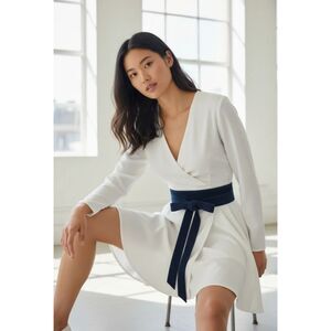 Chico’s Genuine Leather Reversible Obi Belt King Navy Medium NWT 96” Wrap